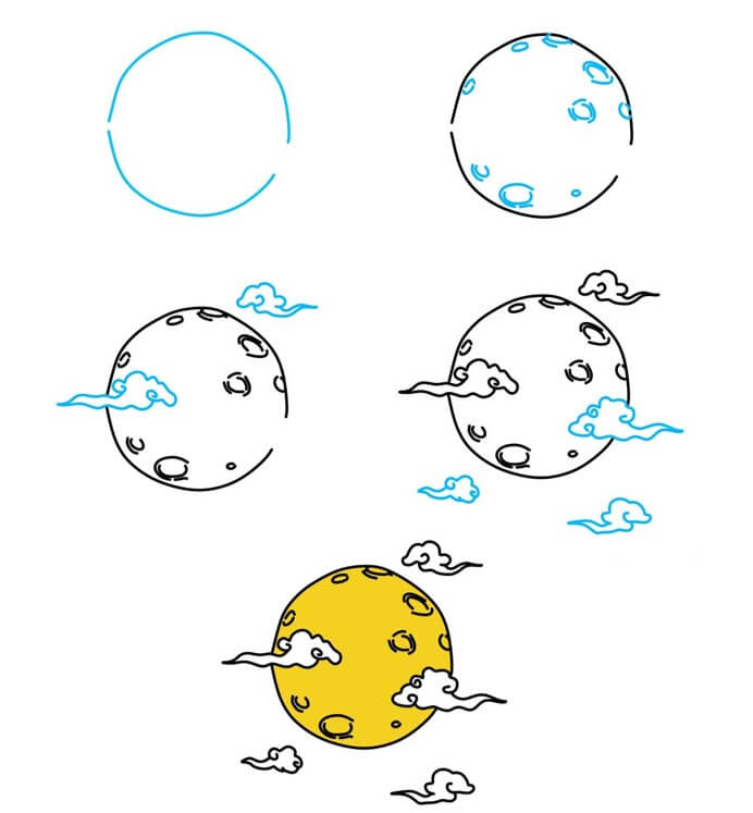 How to draw Full moon (9)