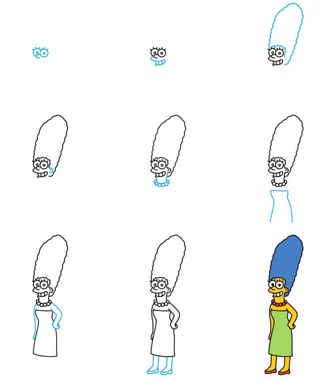 How to draw Marge Simpson (5)