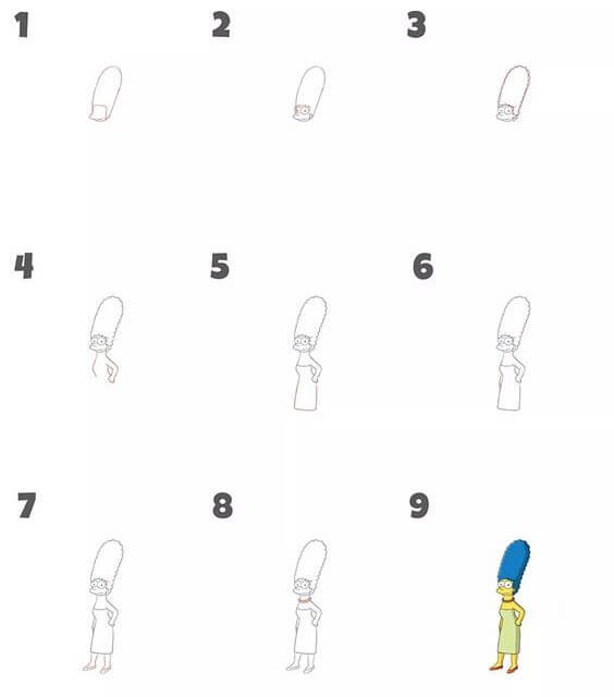 How to draw Marge Simpson (7)