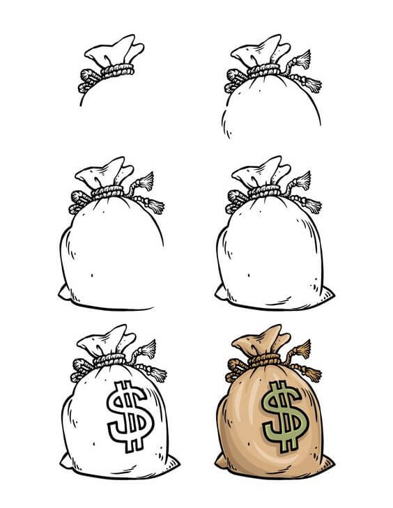 How to draw Money bag (1)