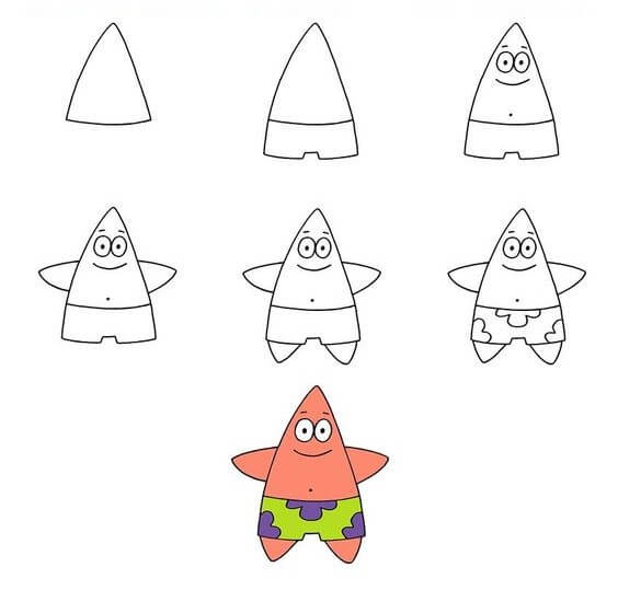 How to draw Patrick star (4)