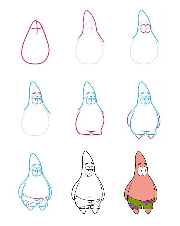 How to draw Patrick star (5)