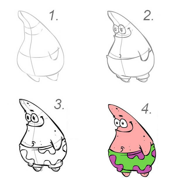 How to draw Patrick star (6)