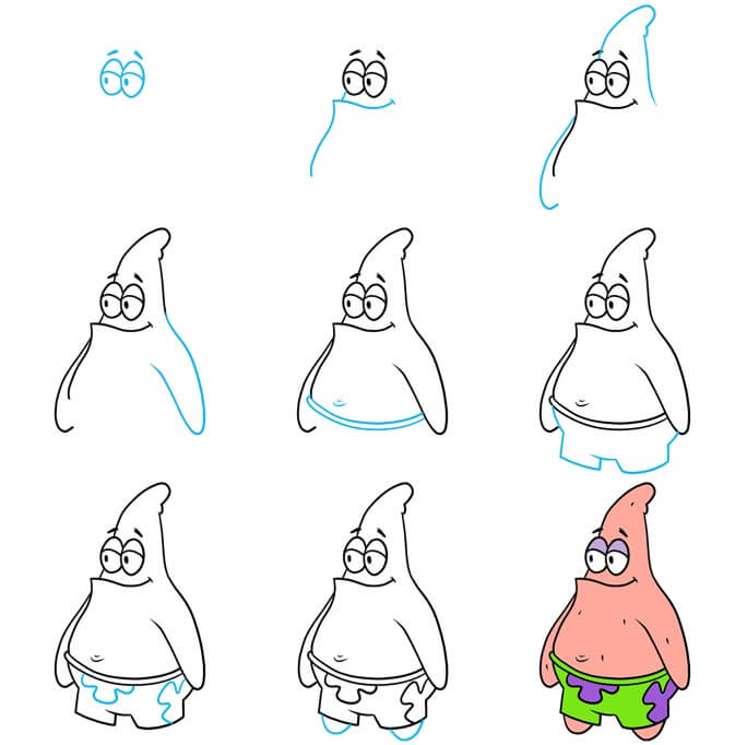 How to draw Patrick star (8)