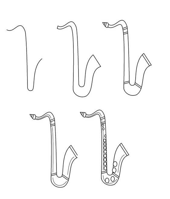 How to draw Saxophone (1)