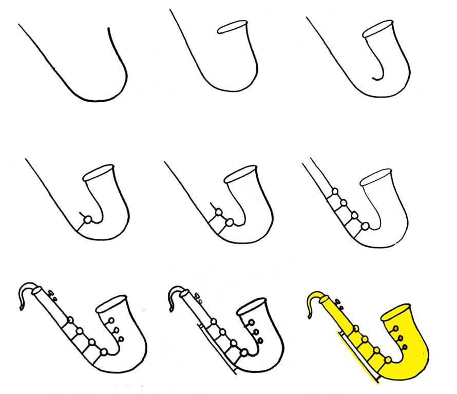 How to draw Saxophone (11)