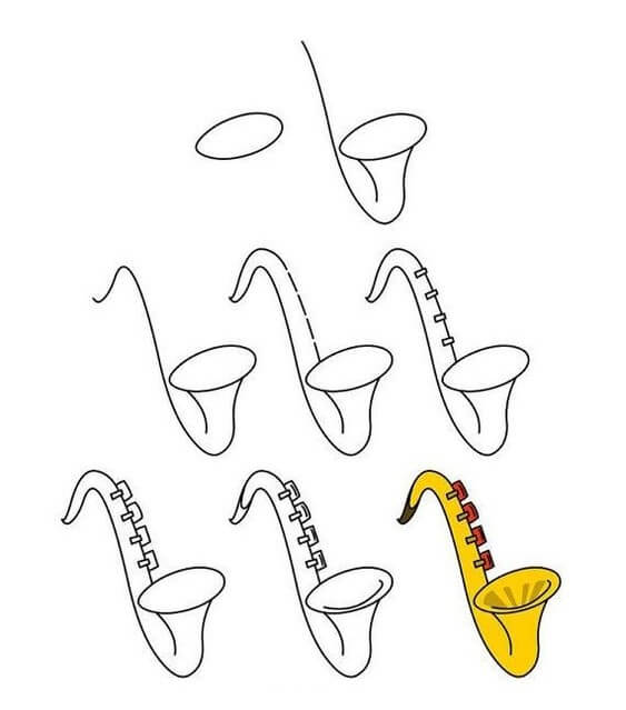 Saxophone (2) Drawing Ideas