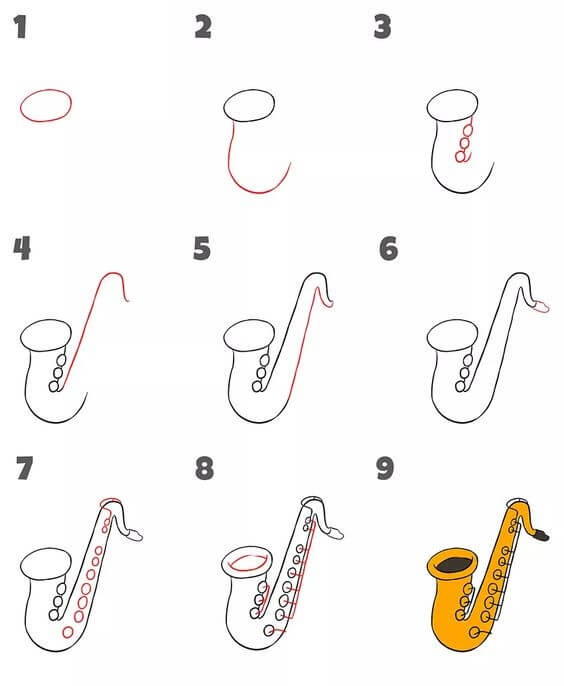 How to draw Saxophone (3)