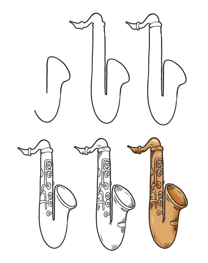 How to draw Saxophone (4)