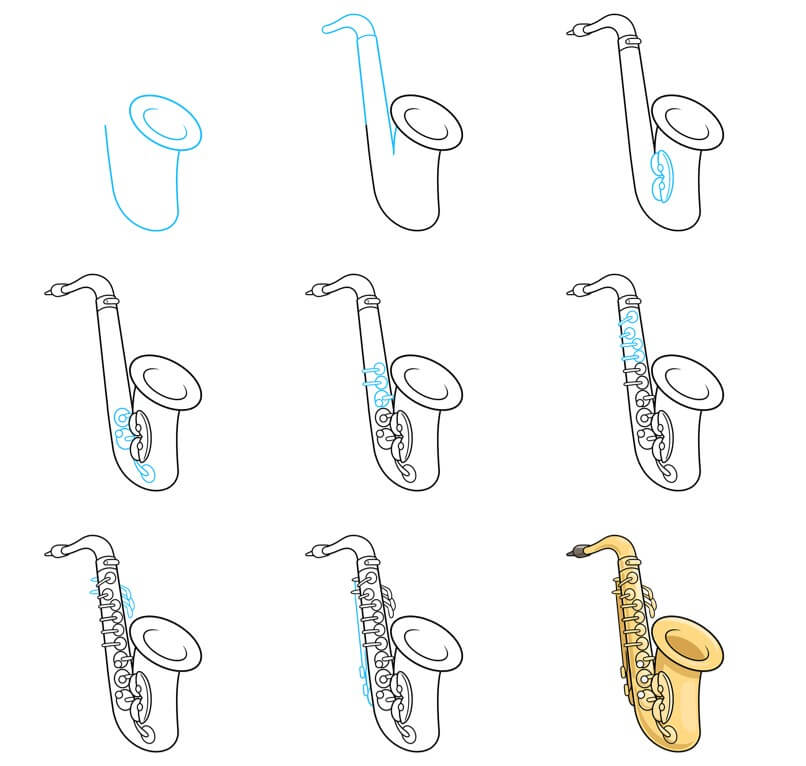 Saxophone (5) Drawing Ideas