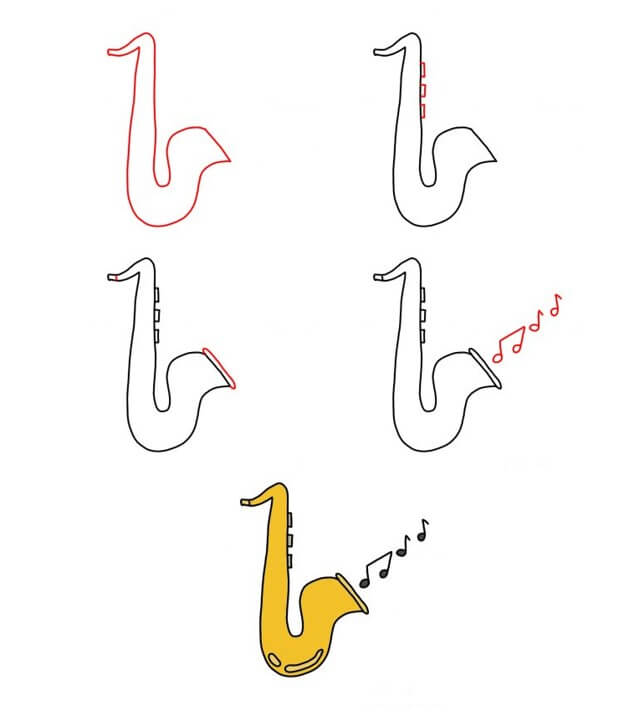 How to draw Saxophone (6)