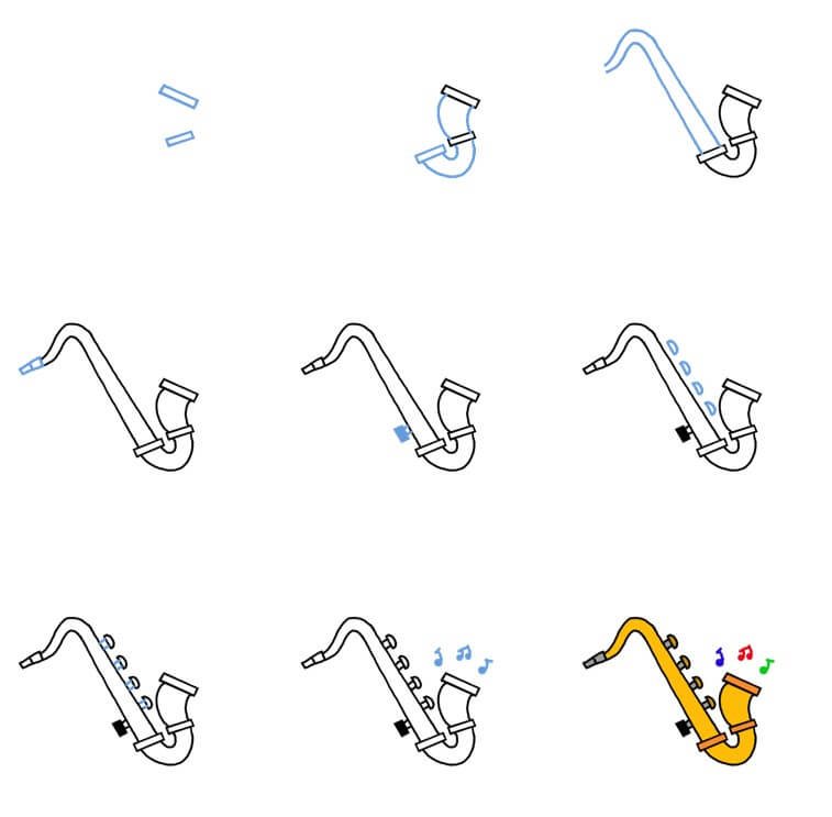 Saxophone (7) Drawing Ideas