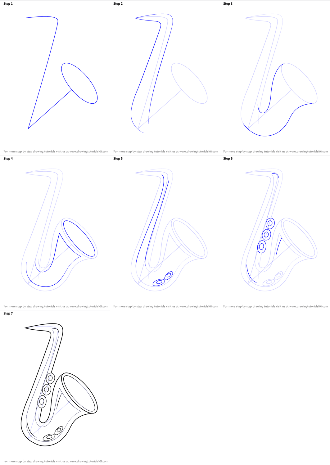 Saxophone (9) Drawing Ideas