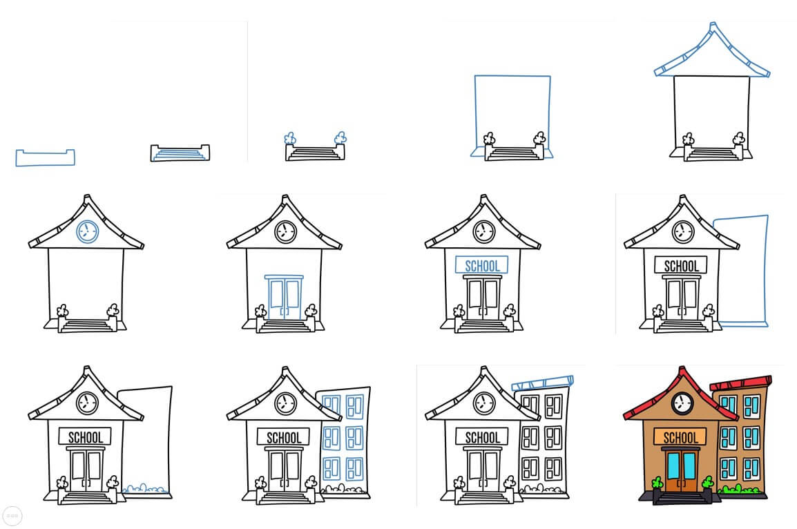 How to draw School idea (12)