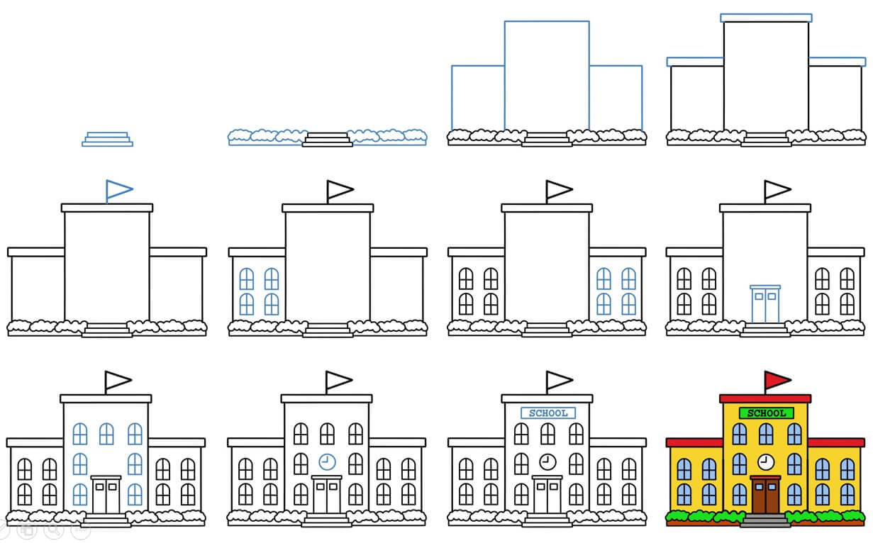 How to draw School idea (13)