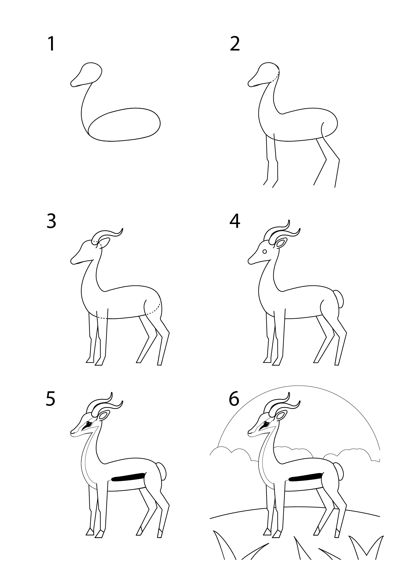 Simple Antelope (1) Drawing Ideas