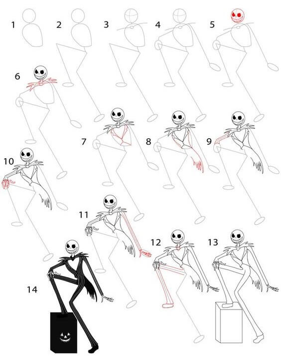 How to draw Skellington idea (3)