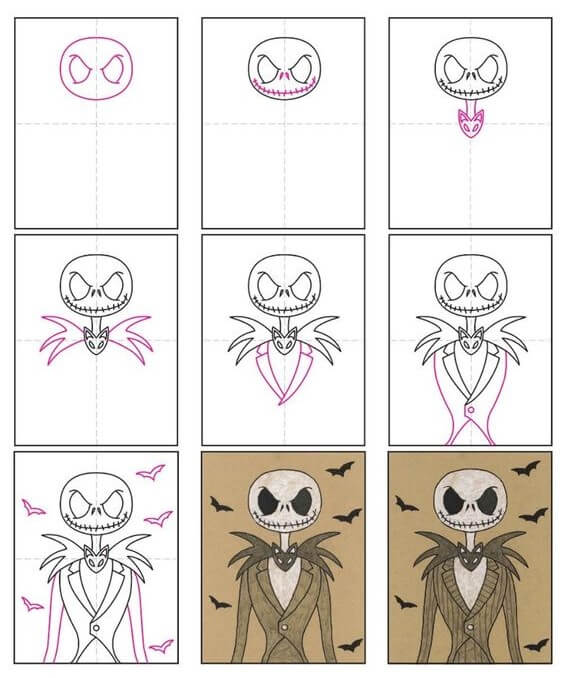 How to draw Skellington idea (6)