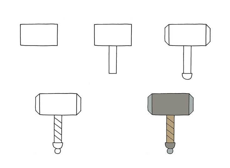 How to draw Thor Hammer (1)