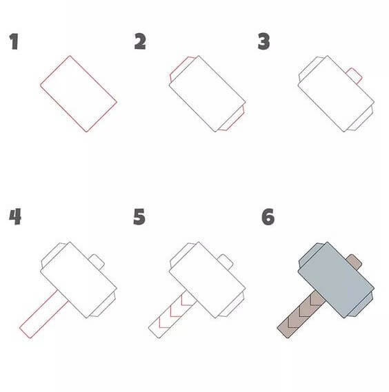 How to draw Thor Hammer (2)