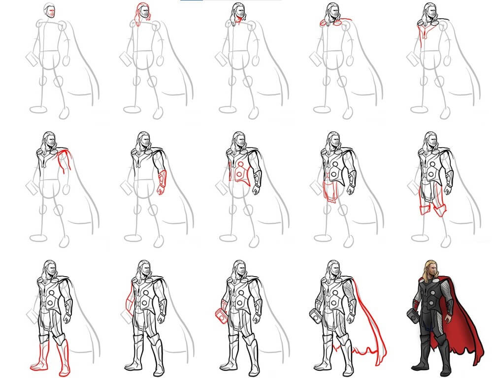 How to draw Thor idea (11)