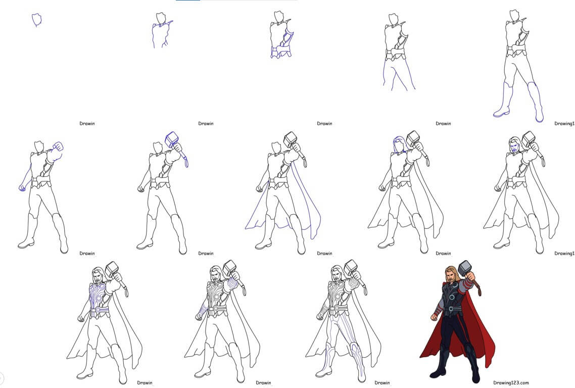 How to draw Thor idea (13)