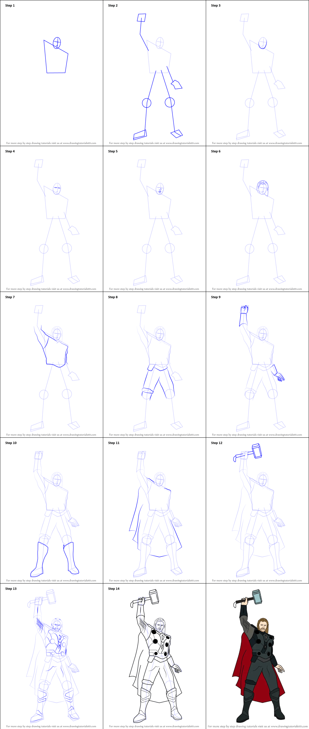 How to draw Thor simple (2)