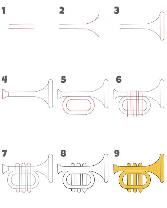 How to draw Trumpet idea (1)