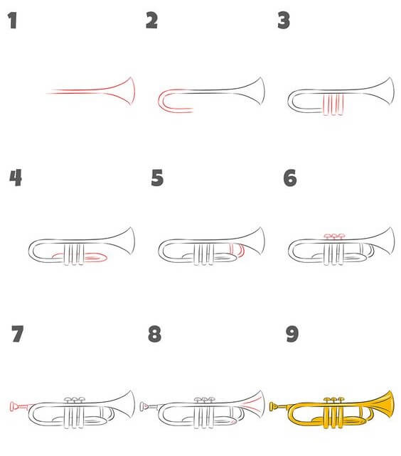 How to draw Trumpet idea (5)