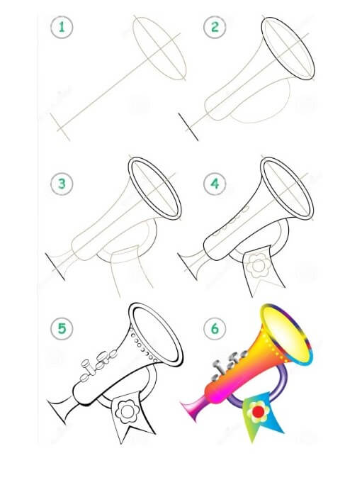 How to draw Trumpet idea (7)