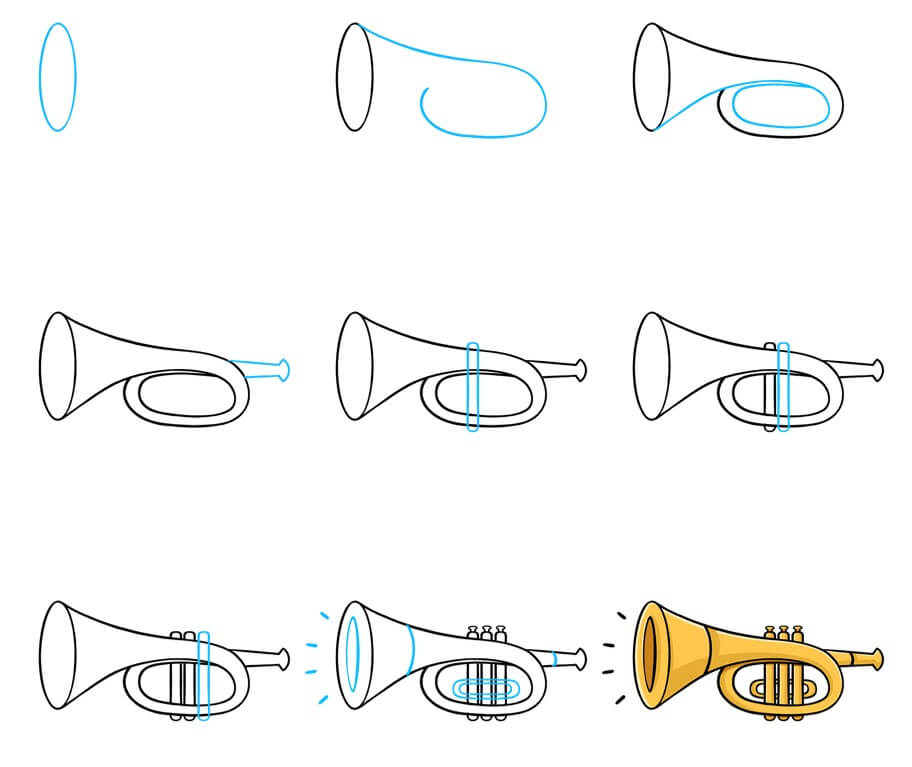 15+ Easy and Simple Trumpet Drawing Ideas - Drawing Photos