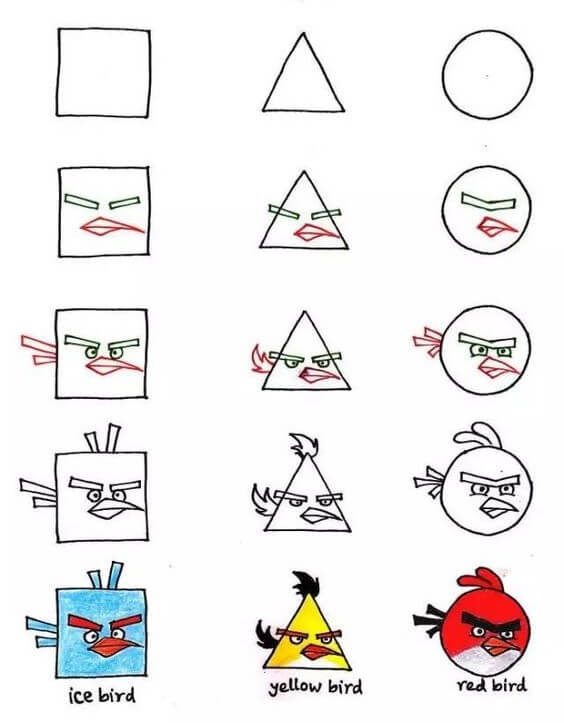 How to draw Angry birds idea