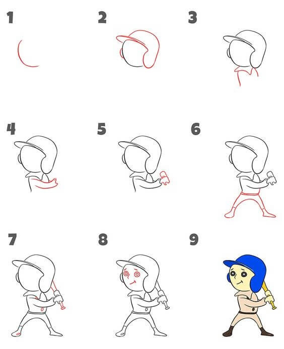 How to draw Baseball player ideas (1)