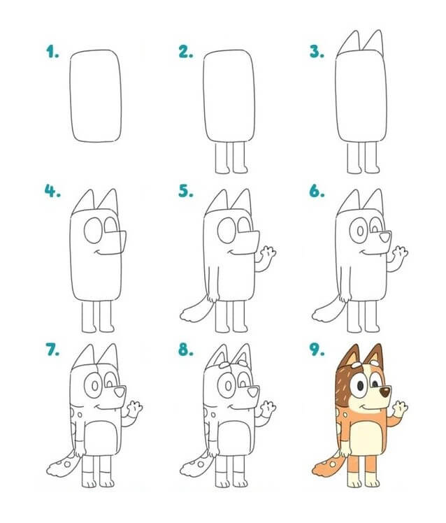 How to draw Bluey idea (1)