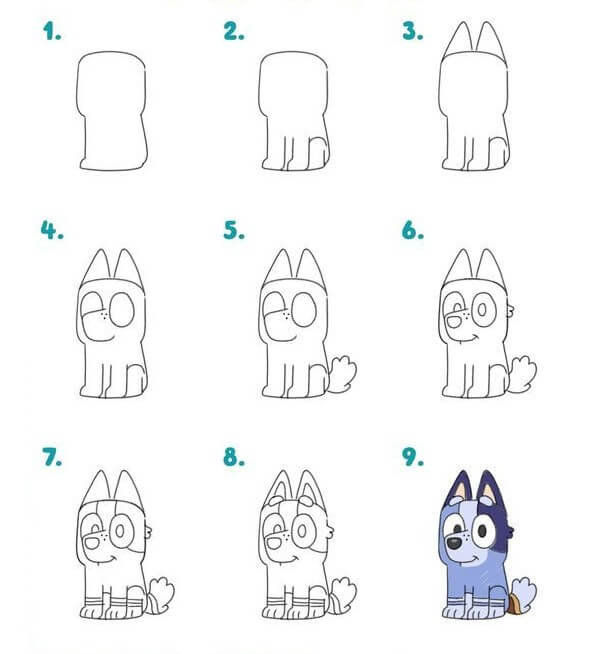 How to draw Bluey idea (3)