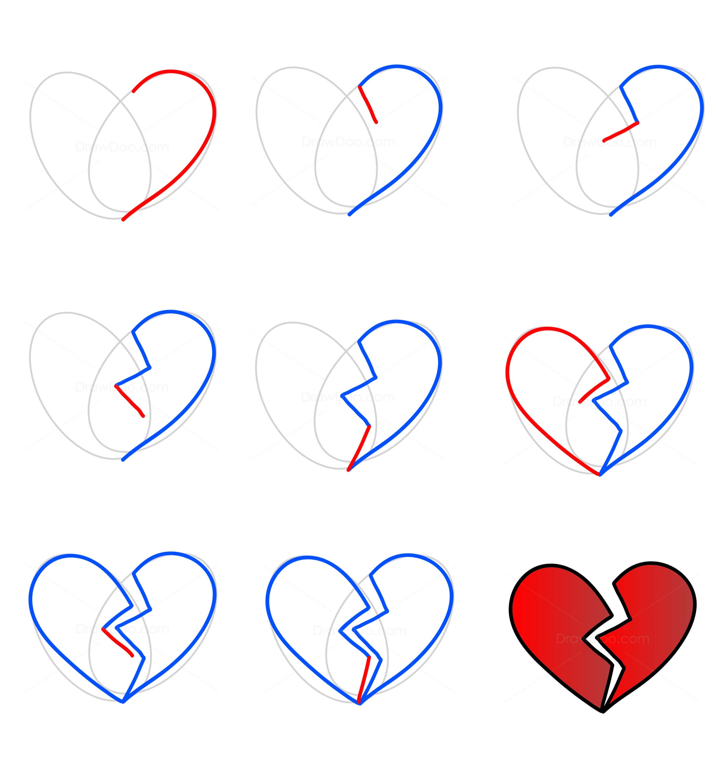 How to draw Broken Heart idea (1)