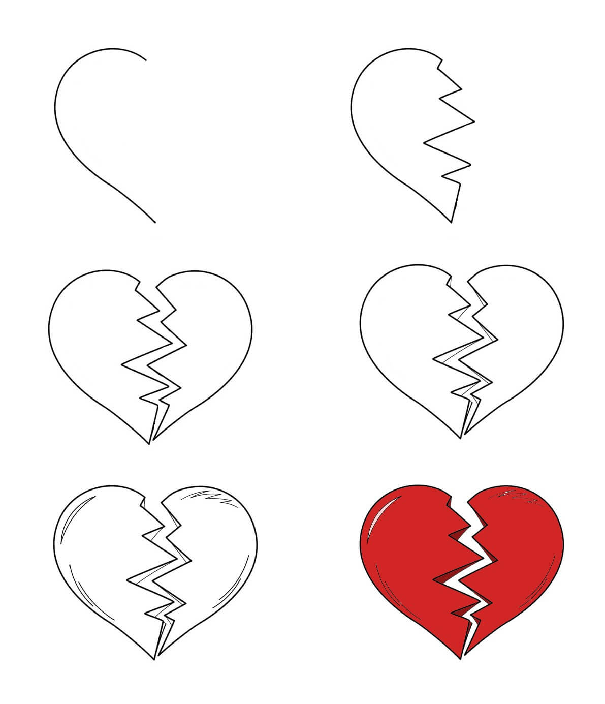 How to draw Broken Heart idea (2)