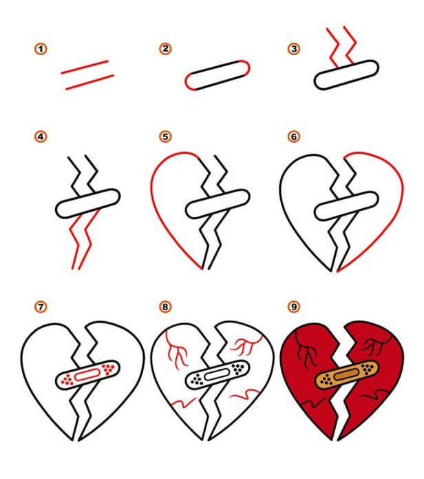 How to draw Broken Heart idea (3)