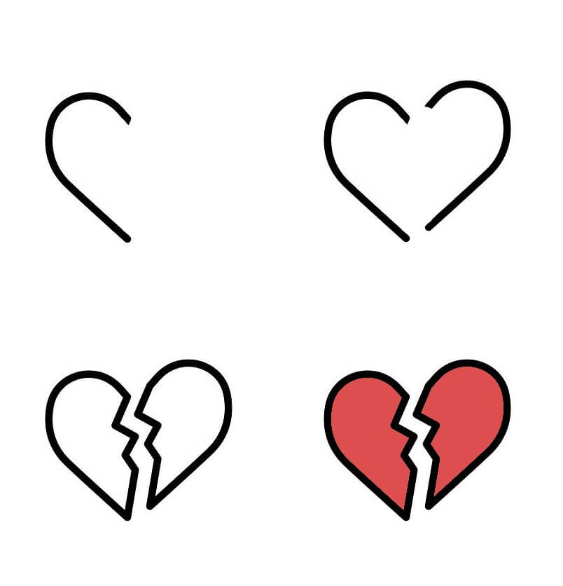 How to draw Broken Heart idea (4)