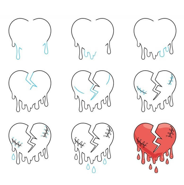 How to draw Broken Heart idea (7)