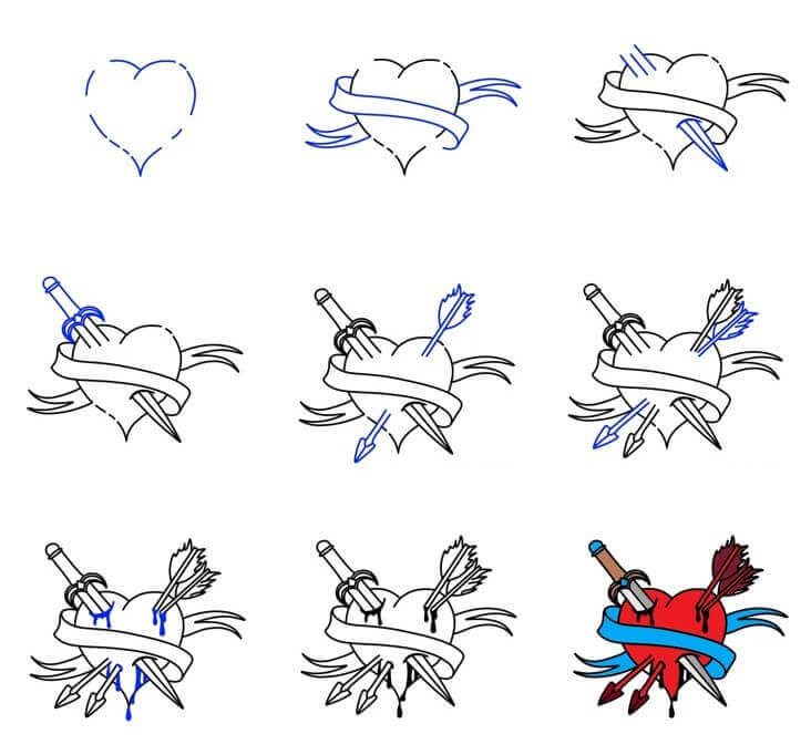 How to draw Broken Heart idea (9)