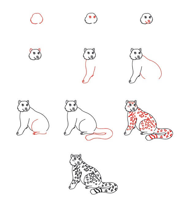 How to draw Cartoon Snow Leopard