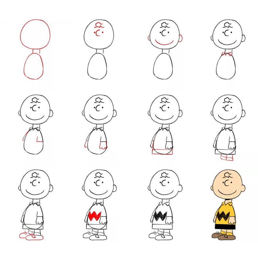 How to draw Charlie Brown idea (15)