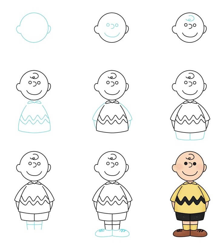 How to draw Charlie Brown idea (18)