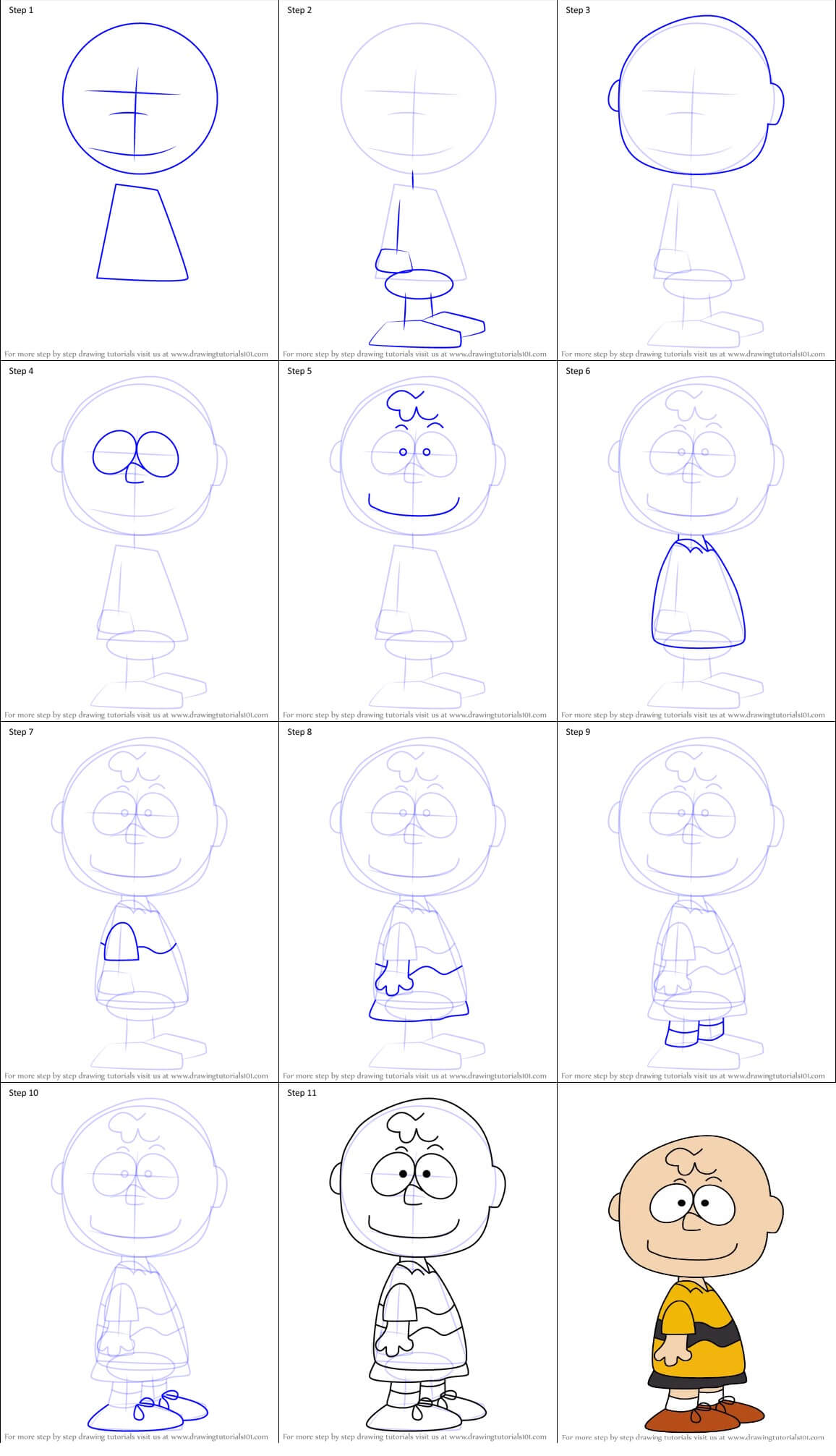 How to draw Charlie Brown idea (7)