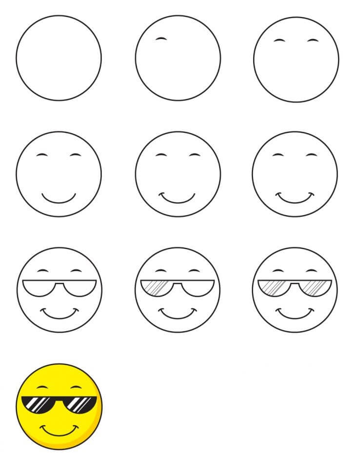 How to draw Cool emoji (3)