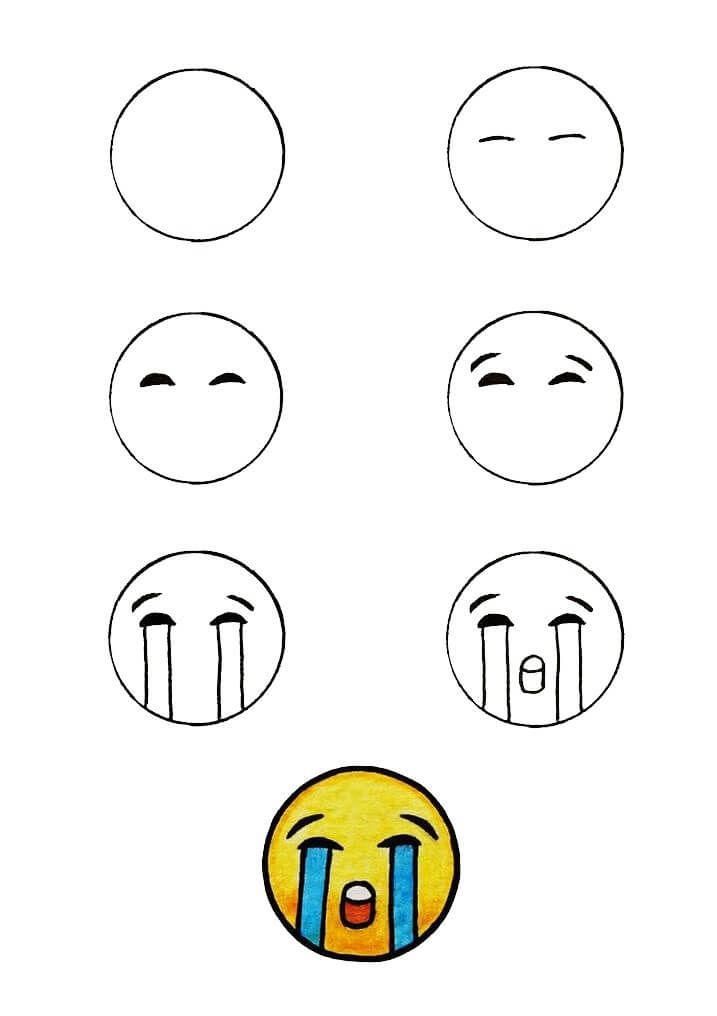 How to draw Crying emoji