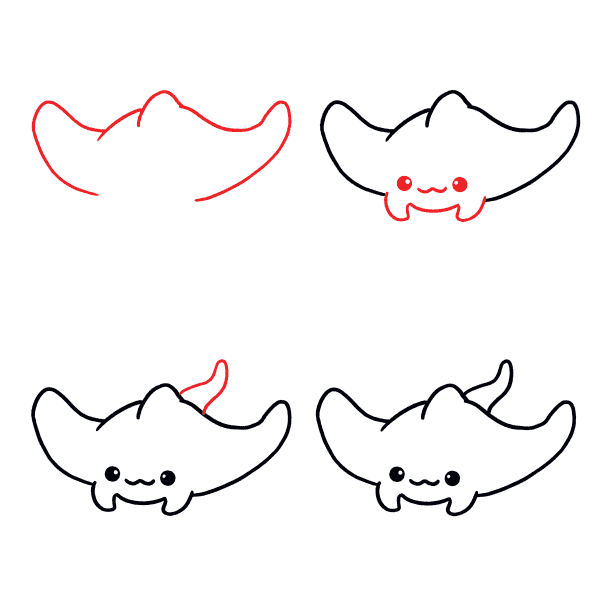 How to draw Cute Manta ray