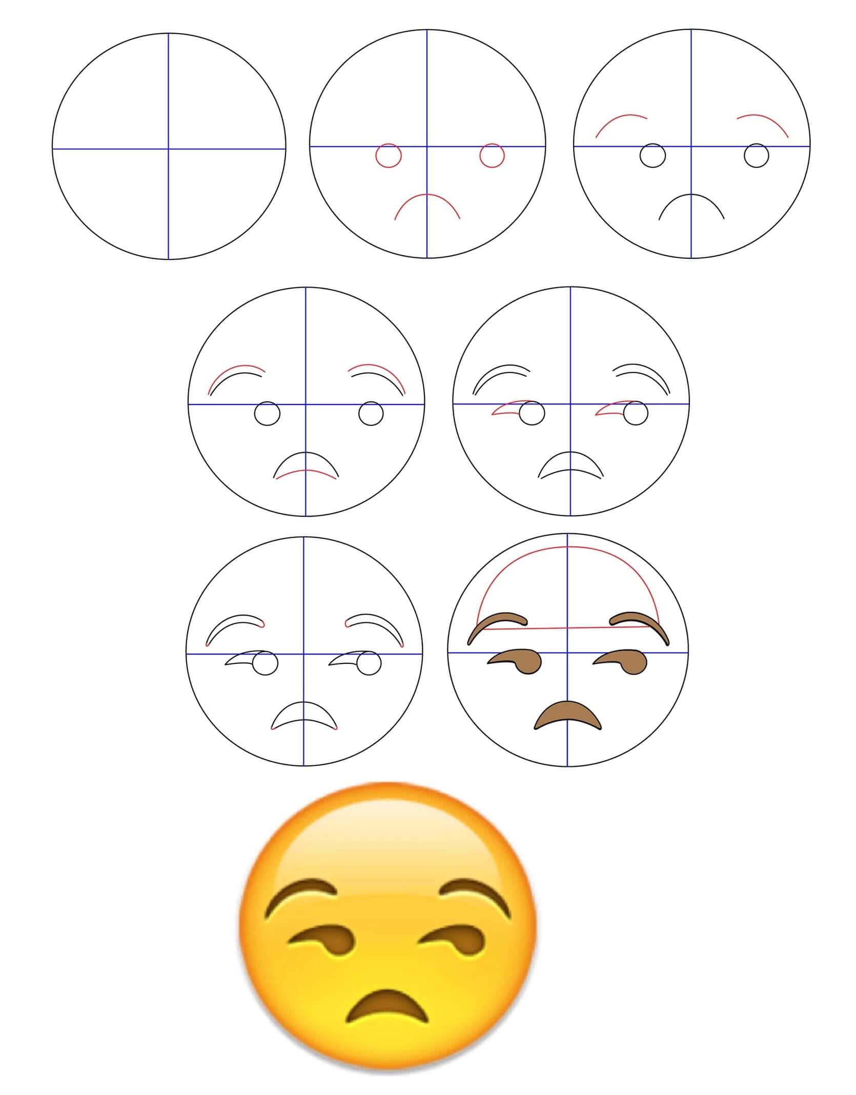 How to draw Depressed emoji