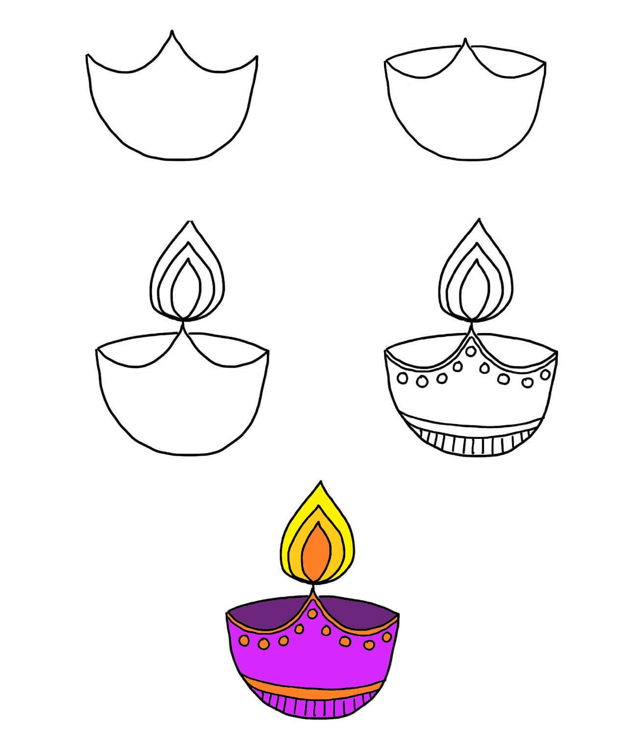 Diwali lamps (10) Drawing Ideas